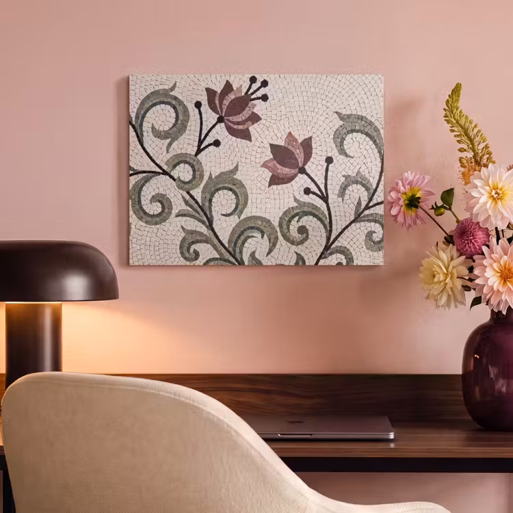 Bloemen - Mozaïek - Patroon - Abstract - Groen PET vilt klein -sfeer3