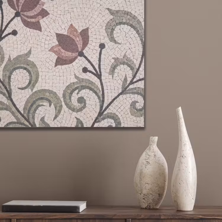 Bloemen - Mozaïek - Patroon - Abstract - Groen PET vilt klein -sfeer6_closeup