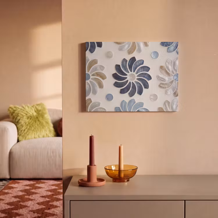 Bloemen - Parelmoer - Abstract - Patroon - Blauw PET vilt klein -sfeer1