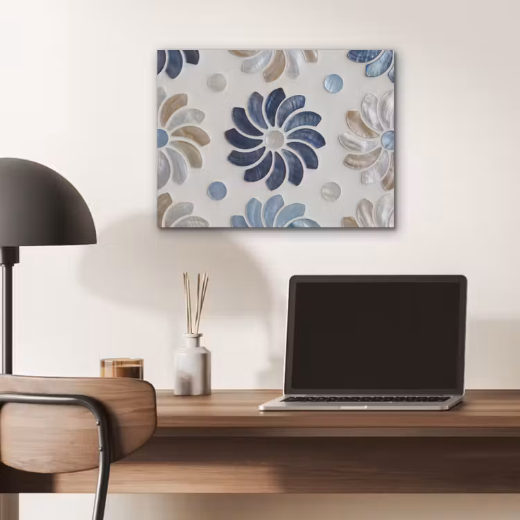 Bloemen - Parelmoer - Abstract - Patroon - Blauw PET vilt klein -sfeer5