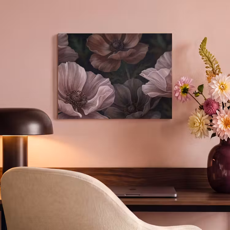 Bloemen - Natuur - Roze - Donker - Modern PET vilt klein -sfeer3