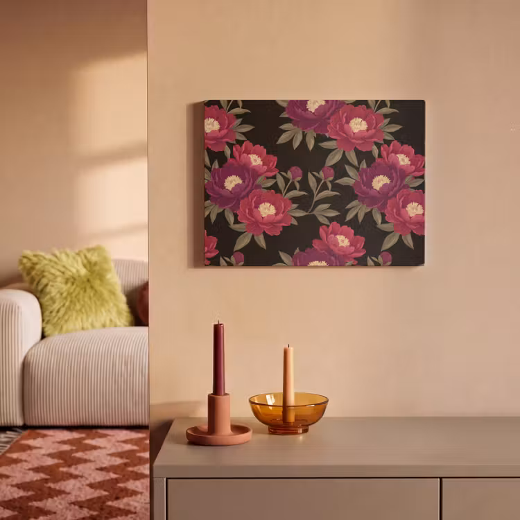 Bloemen - Patroon - Botanisch - Rood - Zwart PET vilt klein -sfeer1