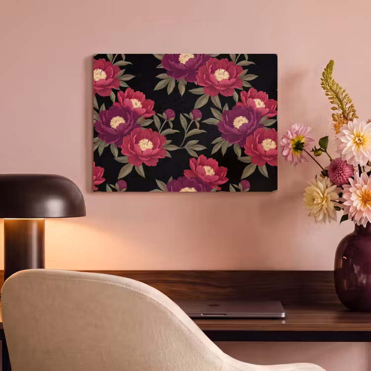 Bloemen - Patroon - Botanisch - Rood - Zwart PET vilt klein -sfeer3