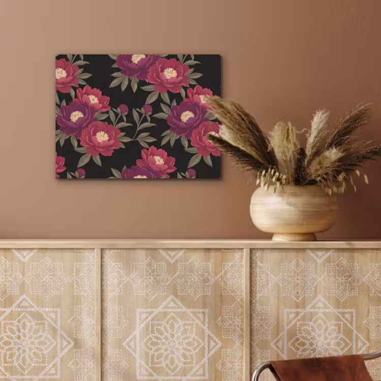 Bloemen - Patroon - Botanisch - Rood - Zwart PET vilt klein -sfeer4
