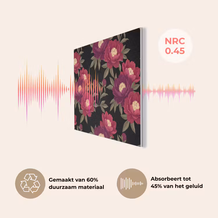 Bloemen - Patroon - Botanisch - Rood - Zwart PET vilt klein -USP_NL