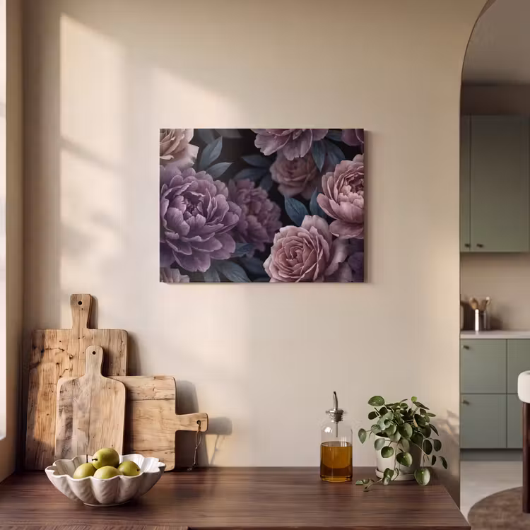 Bloemen - Patroon - Donker - Botanisch - Paars PET vilt klein -sfeer2
