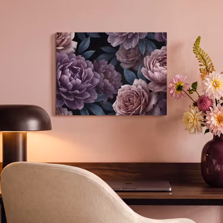 Bloemen - Patroon - Donker - Botanisch - Paars PET vilt klein -sfeer3