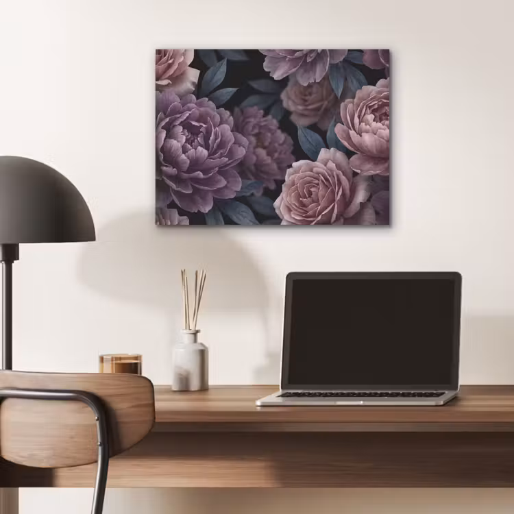 Bloemen - Patroon - Donker - Botanisch - Paars PET vilt klein -sfeer5