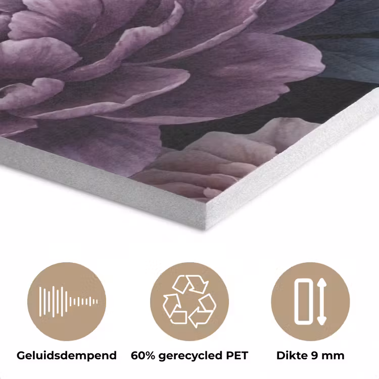 Bloemen - Patroon - Donker - Botanisch - Paars PET vilt klein -closeup_NL