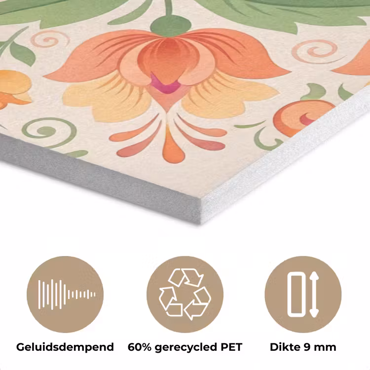 Bloemen - Patroon - Decoratief - Oranje PET vilt klein -closeup_NL
