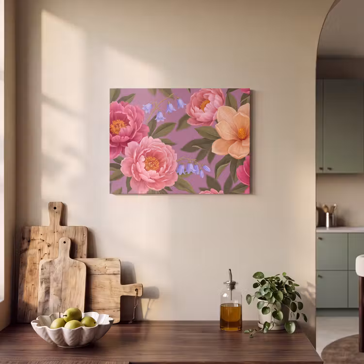 Bloemen - Patroon - Illustratie - Roze PET vilt klein -sfeer2