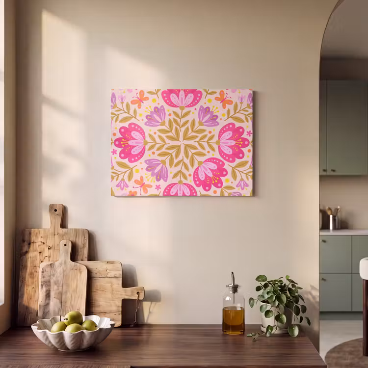 Bloemen - Patroon - Natuur - Abstract - Roze PET vilt klein -sfeer2