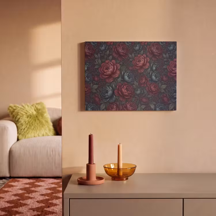 Bloemen - Patroon - Natuur - Klassiek - Donker PET vilt klein -sfeer1