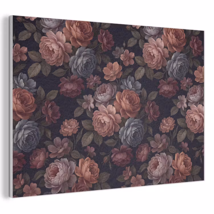 Bloemen - Patroon - Vintage - Donker - Roze PET vilt klein -3d