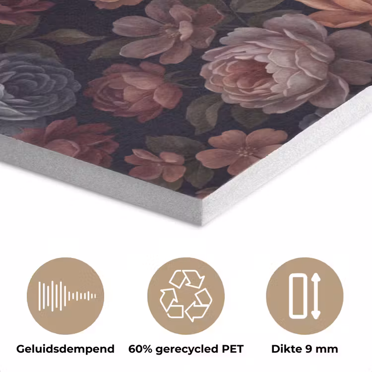 Bloemen - Patroon - Vintage - Donker - Roze PET vilt klein -closeup_NL