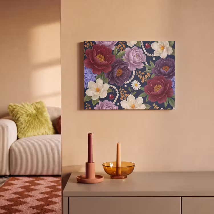 Bloemen - Parels - Decoratie - Modern - Blauw PET vilt klein -sfeer1