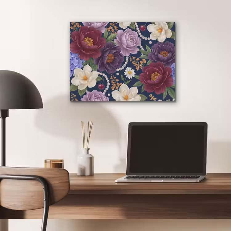 Bloemen - Parels - Decoratie - Modern - Blauw PET vilt klein -sfeer5
