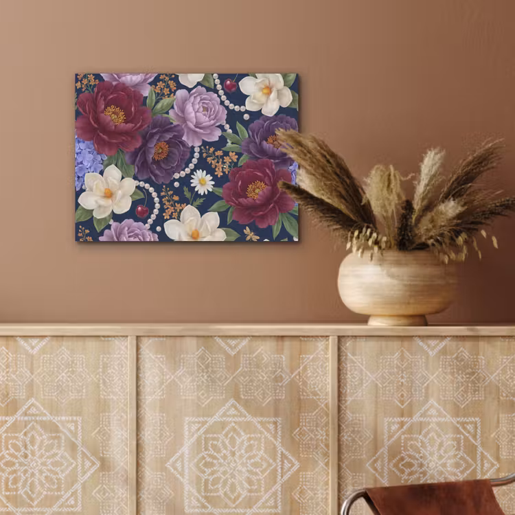 Bloemen - Parels - Decoratie - Modern - Blauw PET vilt klein -sfeer4