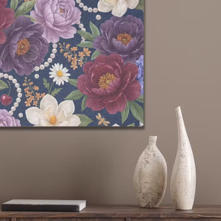 Bloemen - Parels - Decoratie - Modern - Blauw PET vilt klein -sfeer6_closeup