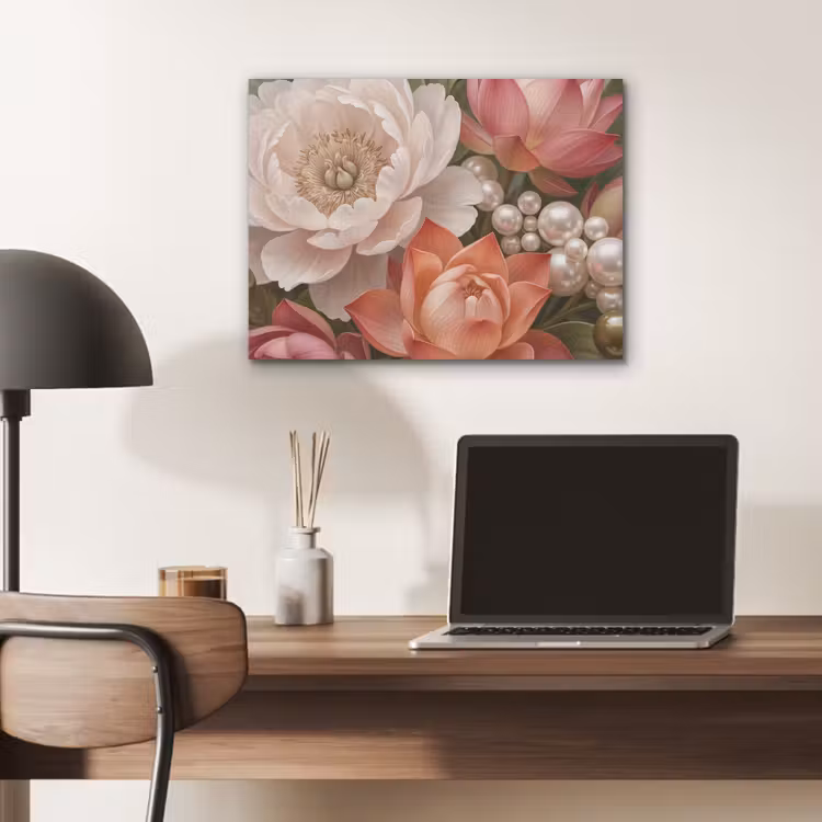 Bloemen - Parels - Elegant - Roze - Wit PET vilt klein -sfeer5