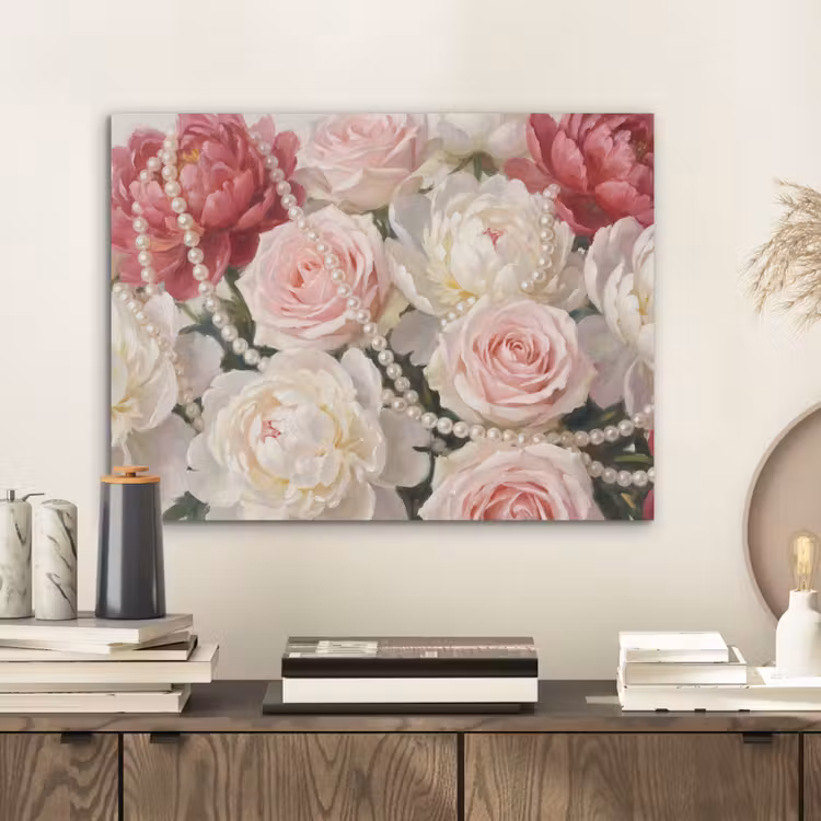 Bloemen - Parels - Romantiek - Klassiek - Roze PET vilt klein -sfeer1