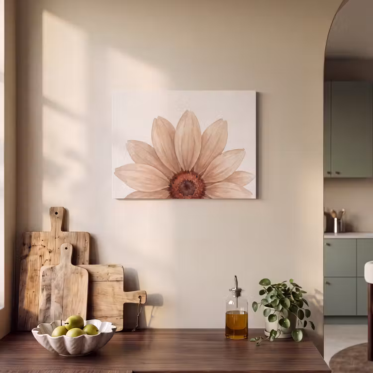 Bloemen - Bloemblad - Natuur - Aquarel - Beige PET vilt klein -sfeer2