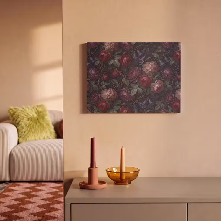 Bloemen - Rood - Klassiek - Donker - Patroon PET vilt klein -sfeer1