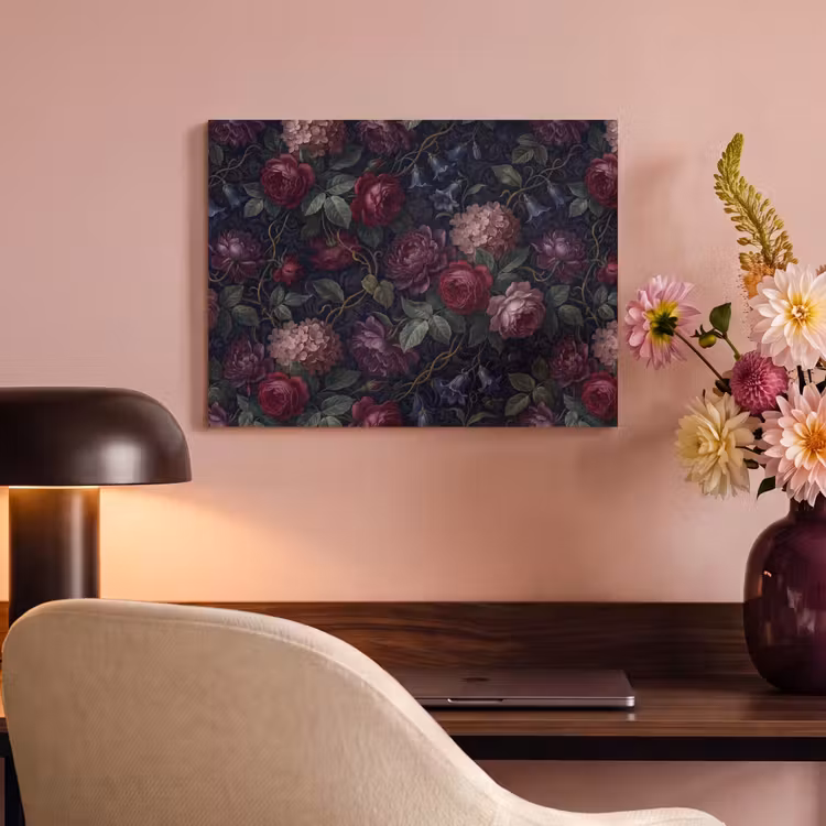 Bloemen - Rood - Klassiek - Donker - Patroon PET vilt klein -sfeer3