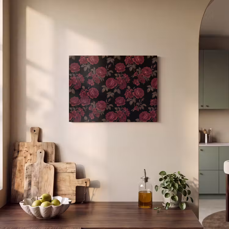 Bloemen - Roos - Patroon - Klassiek - Rood PET vilt klein -sfeer2