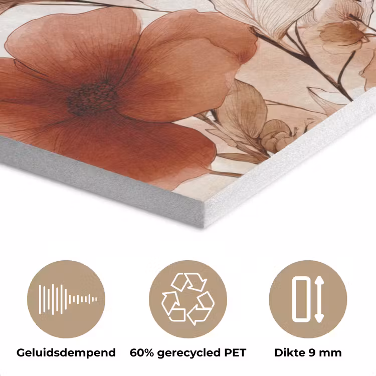 Bloemen - Aquarel - Botanisch - Terracotta PET vilt klein 837 -closeup_NL