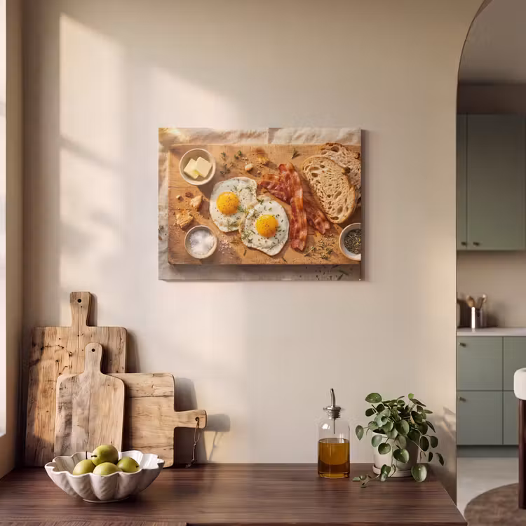 Eten - Ontbijt - Hout - Rustiek - Geel PET vilt klein -sfeer2