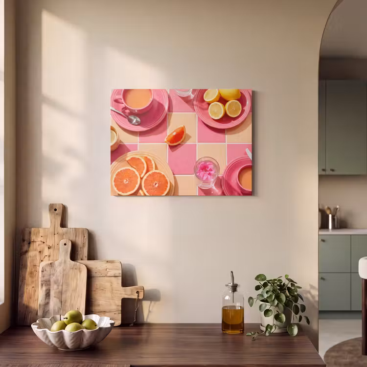 Eten - Citrusvruchten - Stillevens - Roze - Oranje PET vilt klein -sfeer2