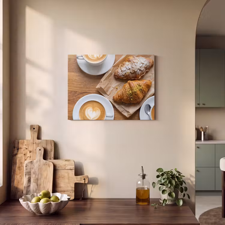Eten - Croissant - Koffie - Ontbijt - Modern PET vilt klein -sfeer2