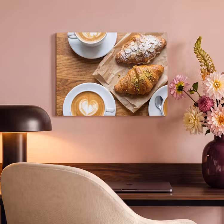 Eten - Croissant - Koffie - Ontbijt - Modern PET vilt klein -sfeer3
