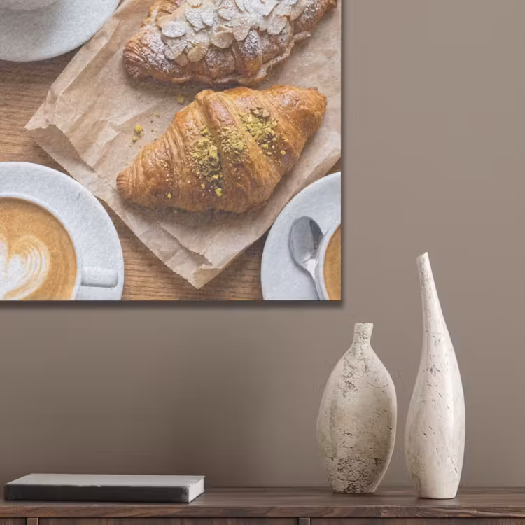 Eten - Croissant - Koffie - Ontbijt - Modern PET vilt klein -sfeer6_closeup