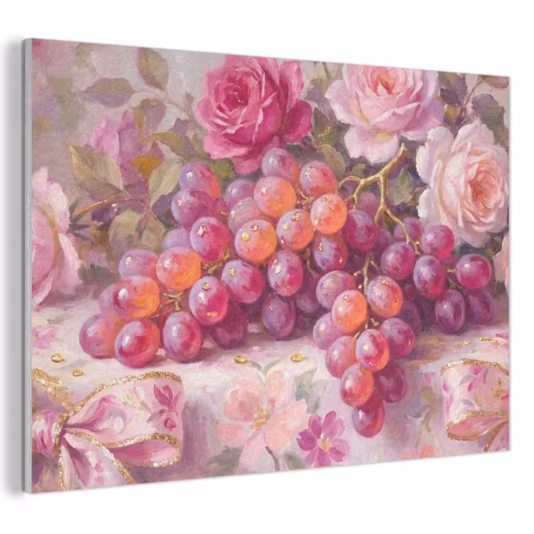 Eten - Bloemen - Stilleven - Roze - Goud PET vilt klein -3d