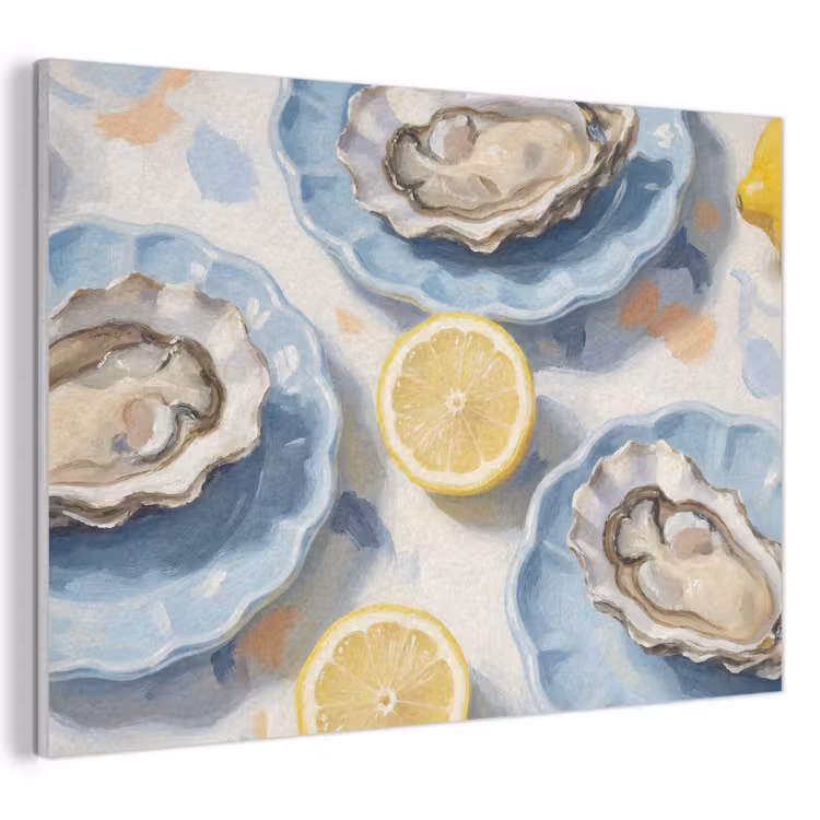 Eten - Oesters - Citroenen - Modern - Geel PET vilt klein -3d