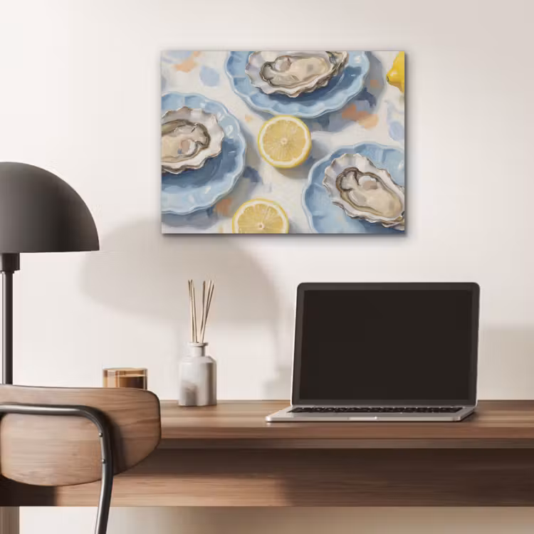 Eten - Oesters - Citroenen - Modern - Geel PET vilt klein -sfeer5