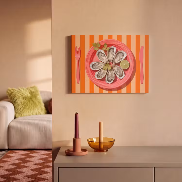 Eten - Oester - Zeevruchten - Oranje - Modern PET vilt klein -sfeer1