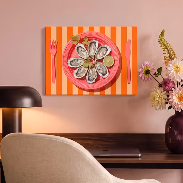 Eten - Oester - Zeevruchten - Oranje - Modern PET vilt klein -sfeer3