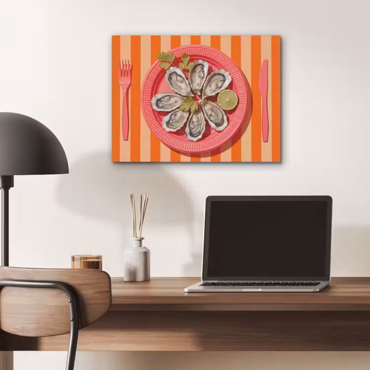 Eten - Oester - Zeevruchten - Oranje - Modern PET vilt klein -sfeer5