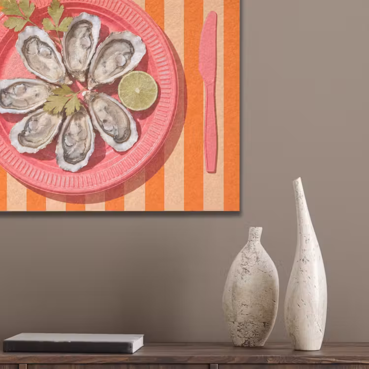 Eten - Oester - Zeevruchten - Oranje - Modern PET vilt klein -sfeer6_closeup
