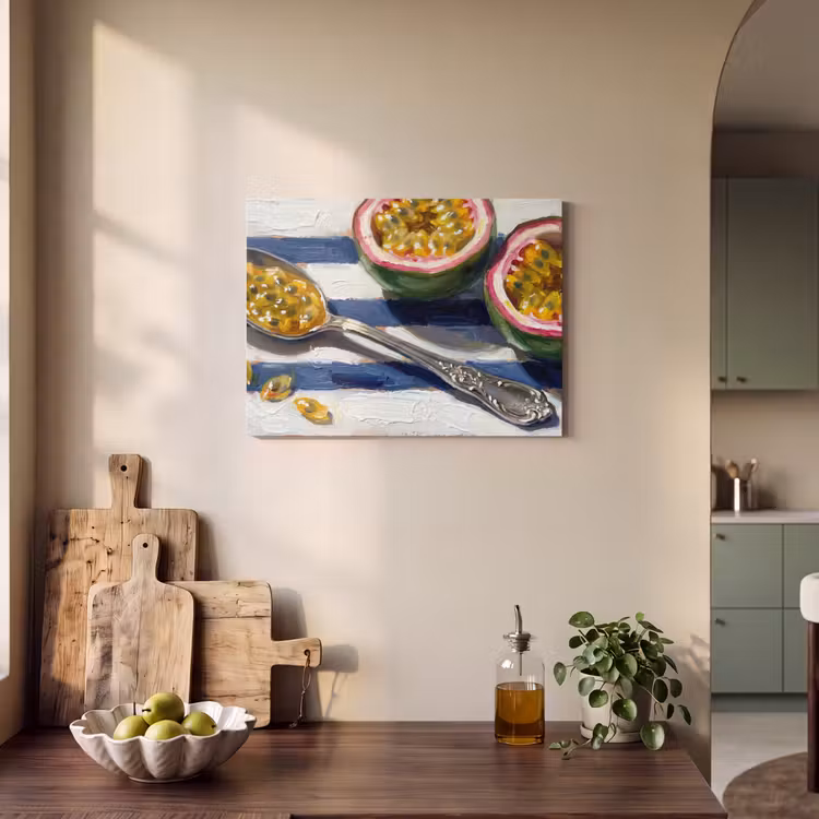 Eten - Passievrucht - Tropisch - Modern - Kleurrijk PET vilt klein -sfeer2
