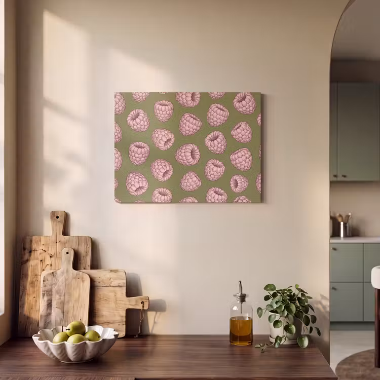 Eten - Patroon - Illustratie - Roze - Groen PET vilt klein -sfeer2