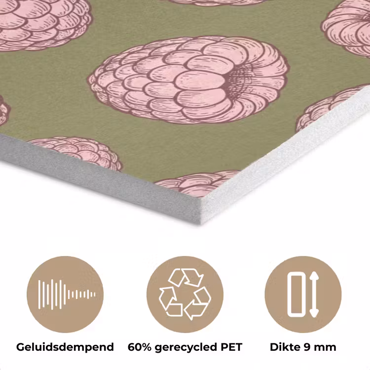 Eten - Patroon - Illustratie - Roze - Groen PET vilt klein -closeup_NL