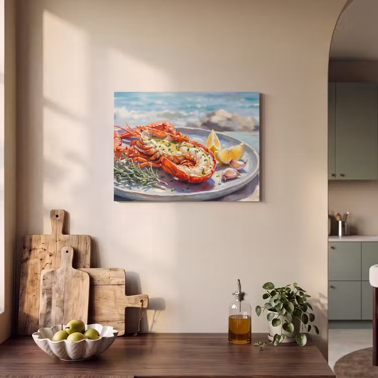 Eten - Zee - Kust - Modern - Blauw PET vilt klein -sfeer2