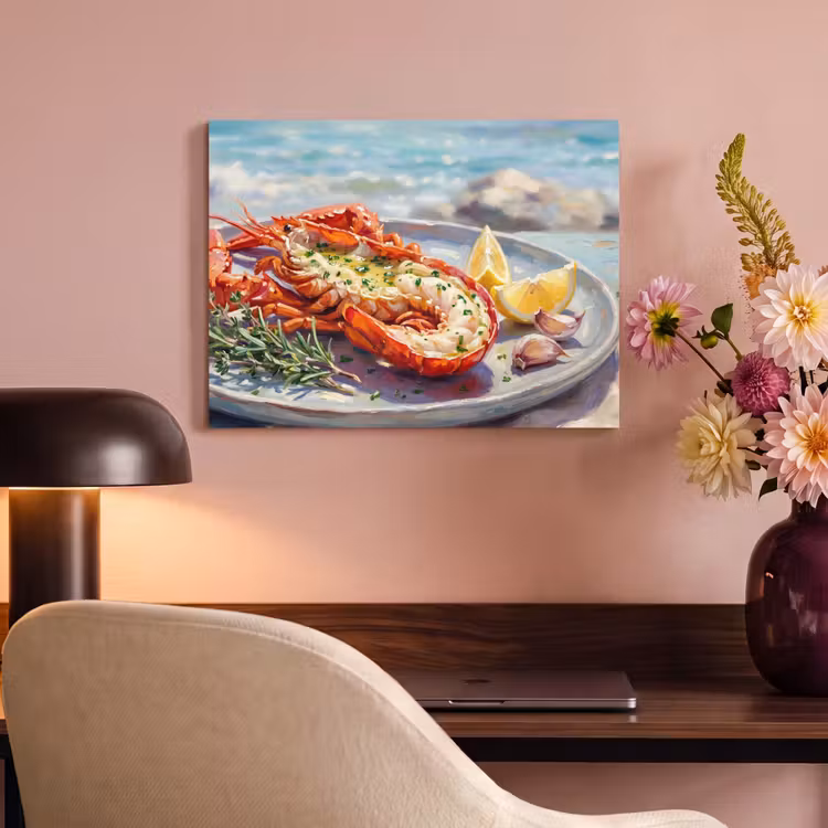 Eten - Zee - Kust - Modern - Blauw PET vilt klein -sfeer3