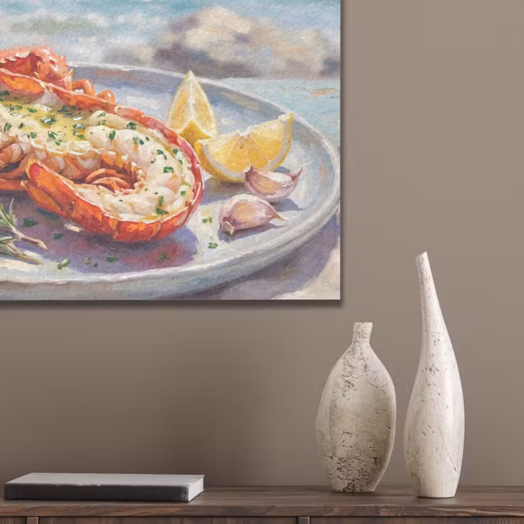 Eten - Zee - Kust - Modern - Blauw PET vilt klein -sfeer6_closeup