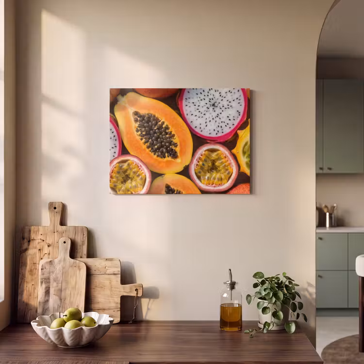 Fruit - Geopend - Tropisch - Eten - Kleurrijk PET vilt klein -sfeer2