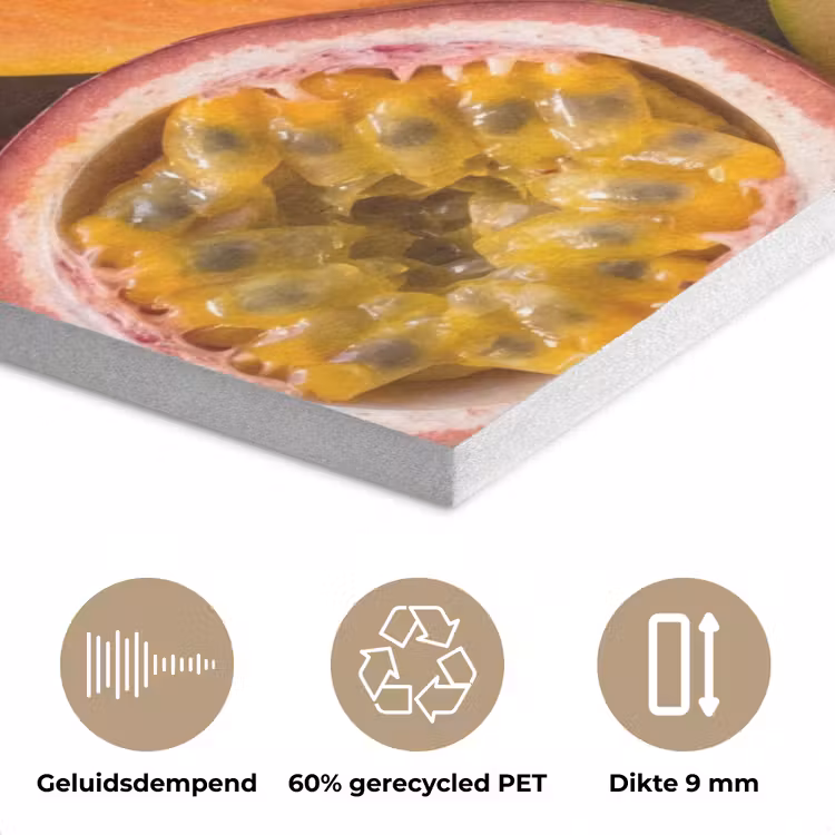 Fruit - Geopend - Tropisch - Eten - Kleurrijk PET vilt klein -closeup_NL
